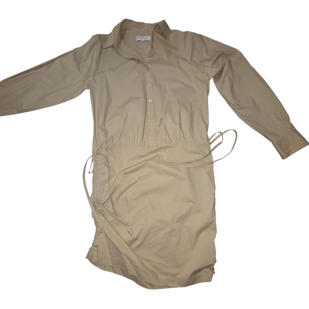 L'Academie Keem Mini Shirt Dress in Tan Drawstring Sz S - Picture 4 of 11